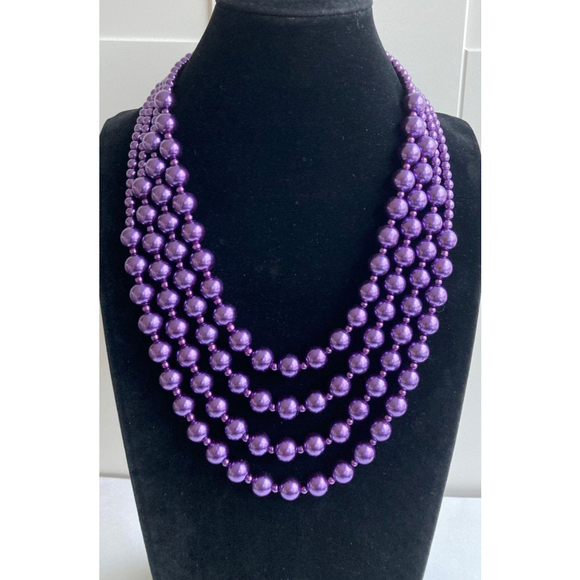 Purple Glass Pearl Necklace - Picture 1 of 5